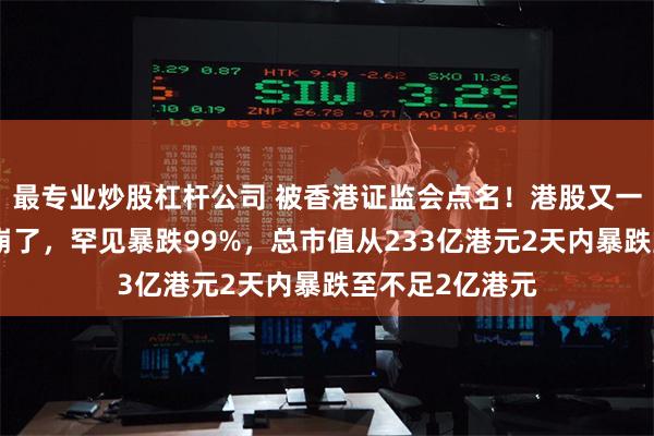 最专业炒股杠杆公司 被香港证监会点名！港股又一妖股升能集团崩了，罕见暴跌99%，总市值从233亿港元2天内暴跌至不足2亿港元